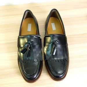 Tassel Kiltie Loafers Mens 9.5 Black Leather Dress Fringe Classic NOAK Portugal